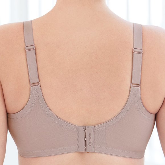 Glamorise 50F Plus-Size COMFORT LIFT Bra Wireless-Support SOFT-LACE Taupe NEW - Picture 6 of 13